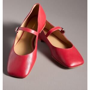 Reformation Melissa Red Leather Mary Jane Flats Sz 9